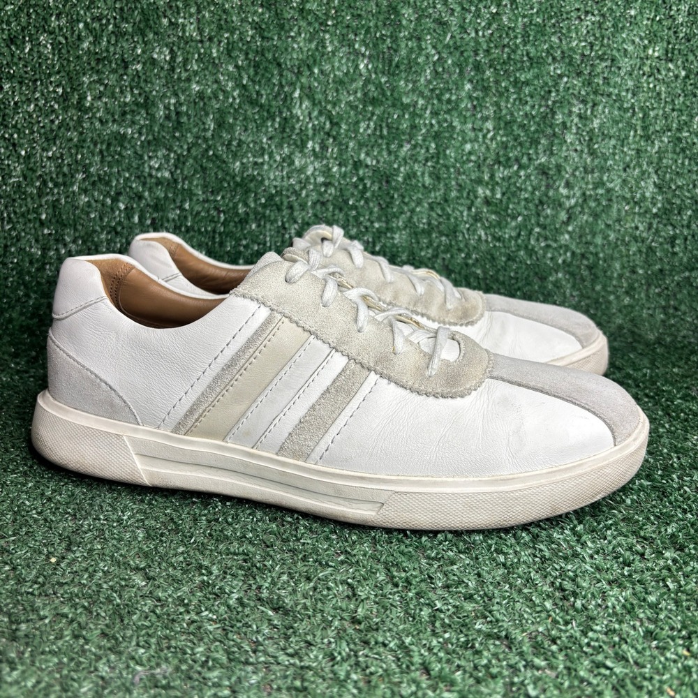 Clarks Unstructured Un Costa Band Leather Suede Casual Sneaker White Mens Size 8